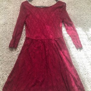 Deep red lace dress
